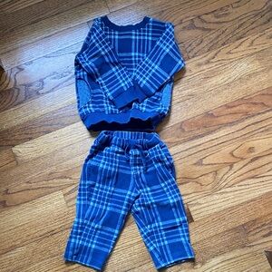 Hanna Andersson Blue Plaid Sweat Set